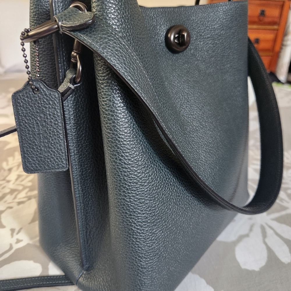 Coach Pebbled Leather Tote in Dark Teal